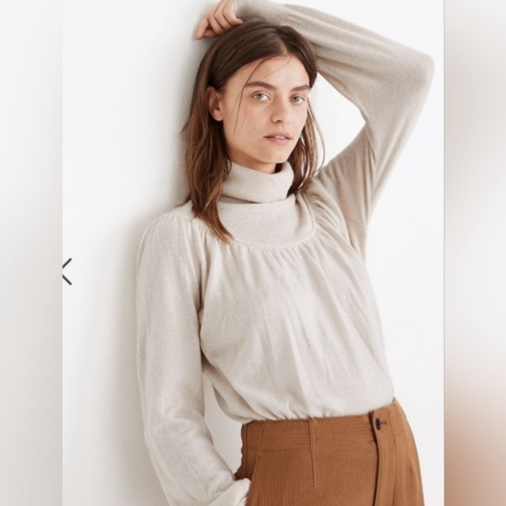 MADEWELL | Shirred Balloon-Sleeve Turtleneck Sweater